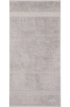 Cotton hand towel in silver with embroidered logo