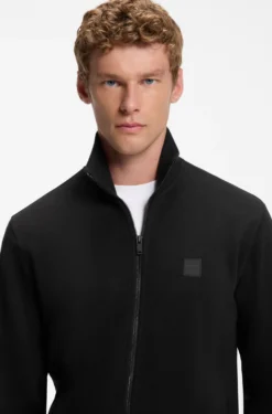 Cotton-jersey jacket with logo badge