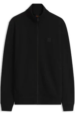 Cotton-jersey jacket with logo badge