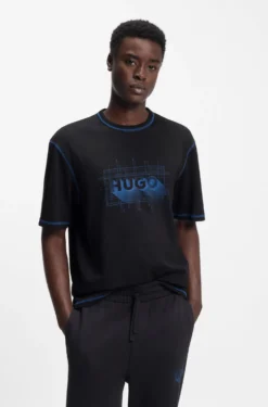 Cotton-jersey logo T-shirt with contrast stitching