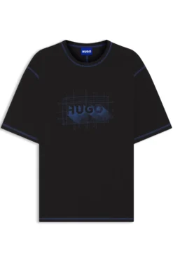 Cotton-jersey logo T-shirt with contrast stitching