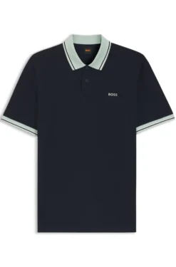 Cotton-jersey polo shirt with stripe trims