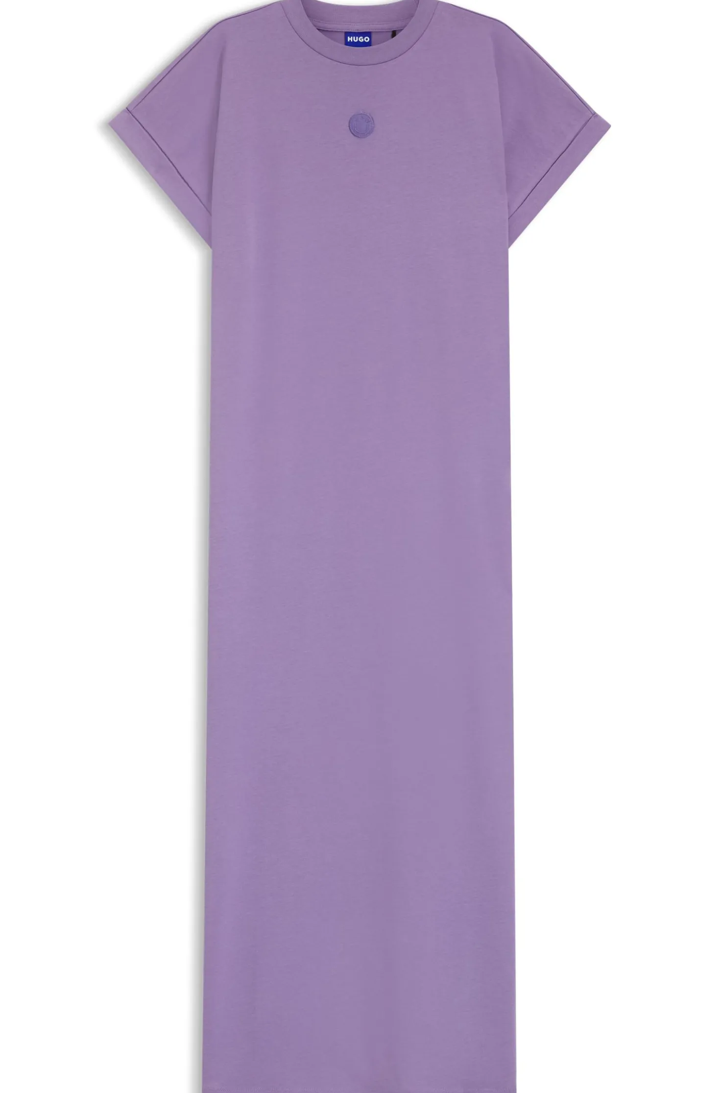 Cotton-jersey T-shirt dress with Happy HUGO logo