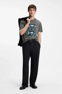 Cotton-jersey T-shirt with biker-inspired artwork