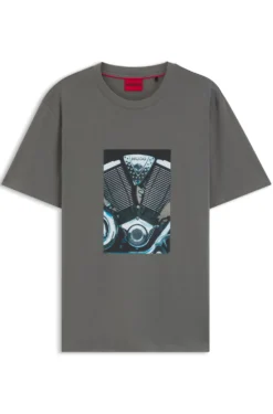 Cotton-jersey T-shirt with biker-inspired artwork
