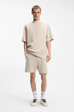 Cotton-jersey T-shirt with blue logo patch