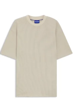 Cotton-jersey T-shirt with blue logo patch