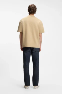Cotton-jersey T-shirt with blue logo patch