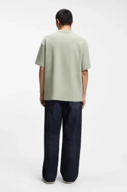 Cotton-jersey T-shirt with blue logo patch