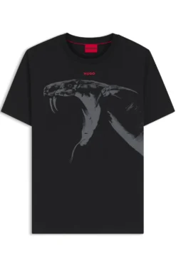 Cotton-jersey T-shirt with cobra print