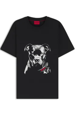 Cotton-jersey T-shirt with dog artwork