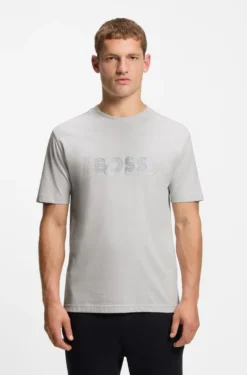 Cotton-jersey T-shirt with double logo artwork