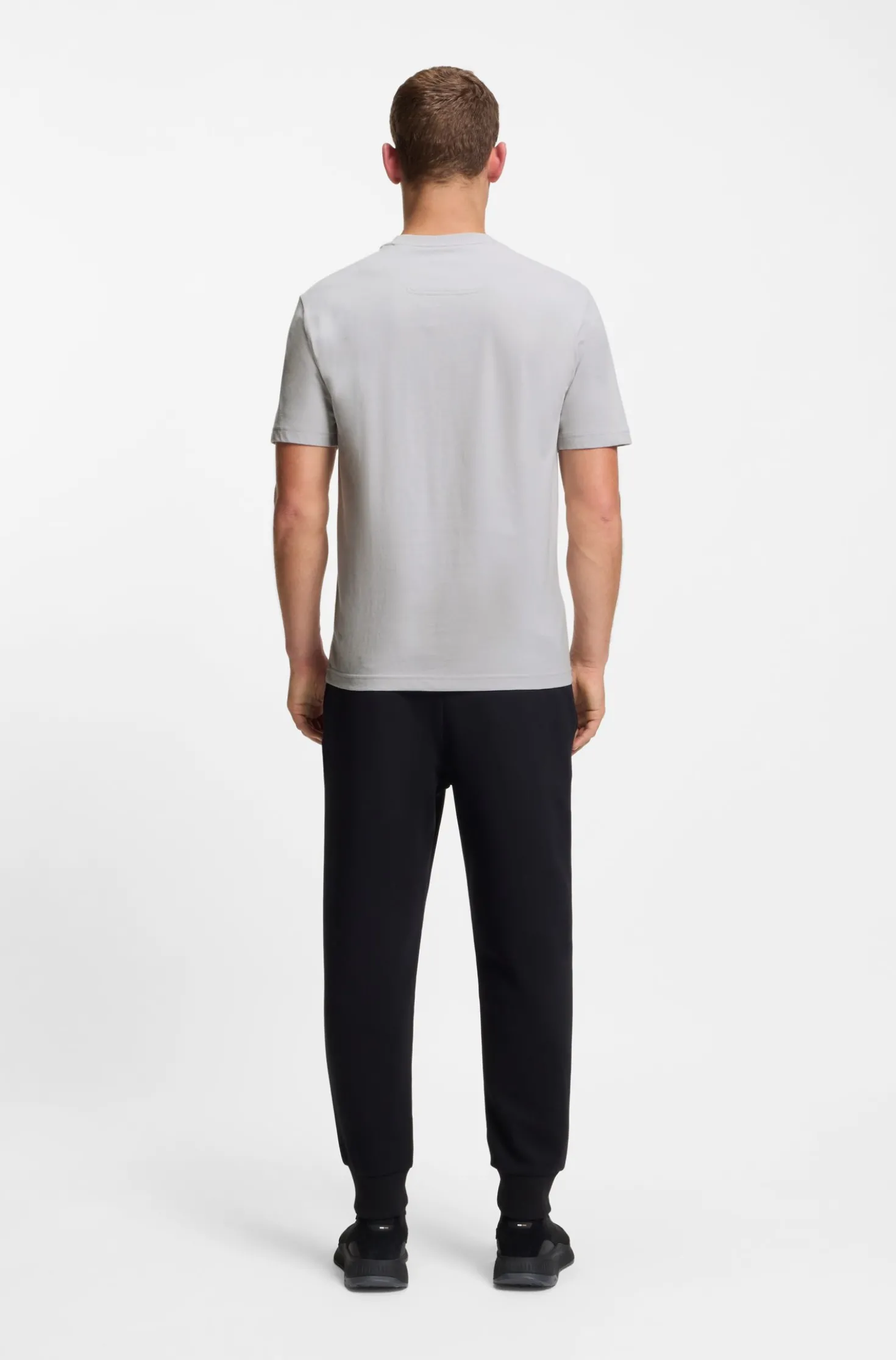 Cotton-jersey T-shirt with double logo artwork
