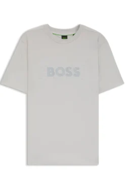 Cotton-jersey T-shirt with double logo artwork