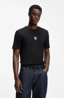 Cotton-jersey T-shirt with embroidered logo artwork