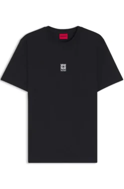 Cotton-jersey T-shirt with embroidered logo artwork