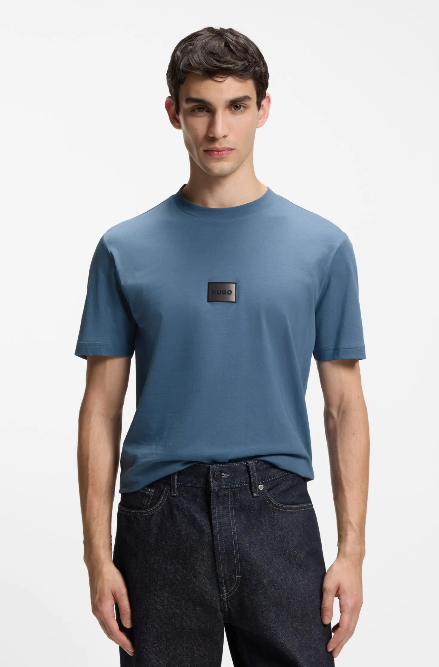 Cotton-jersey T-shirt with gradient logo label
