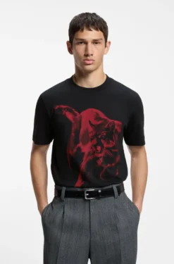 Cotton-jersey T-shirt with graphic print