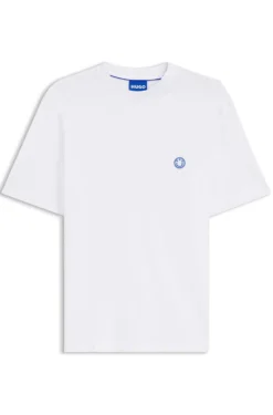 Cotton-jersey T-shirt with Happy HUGO logo