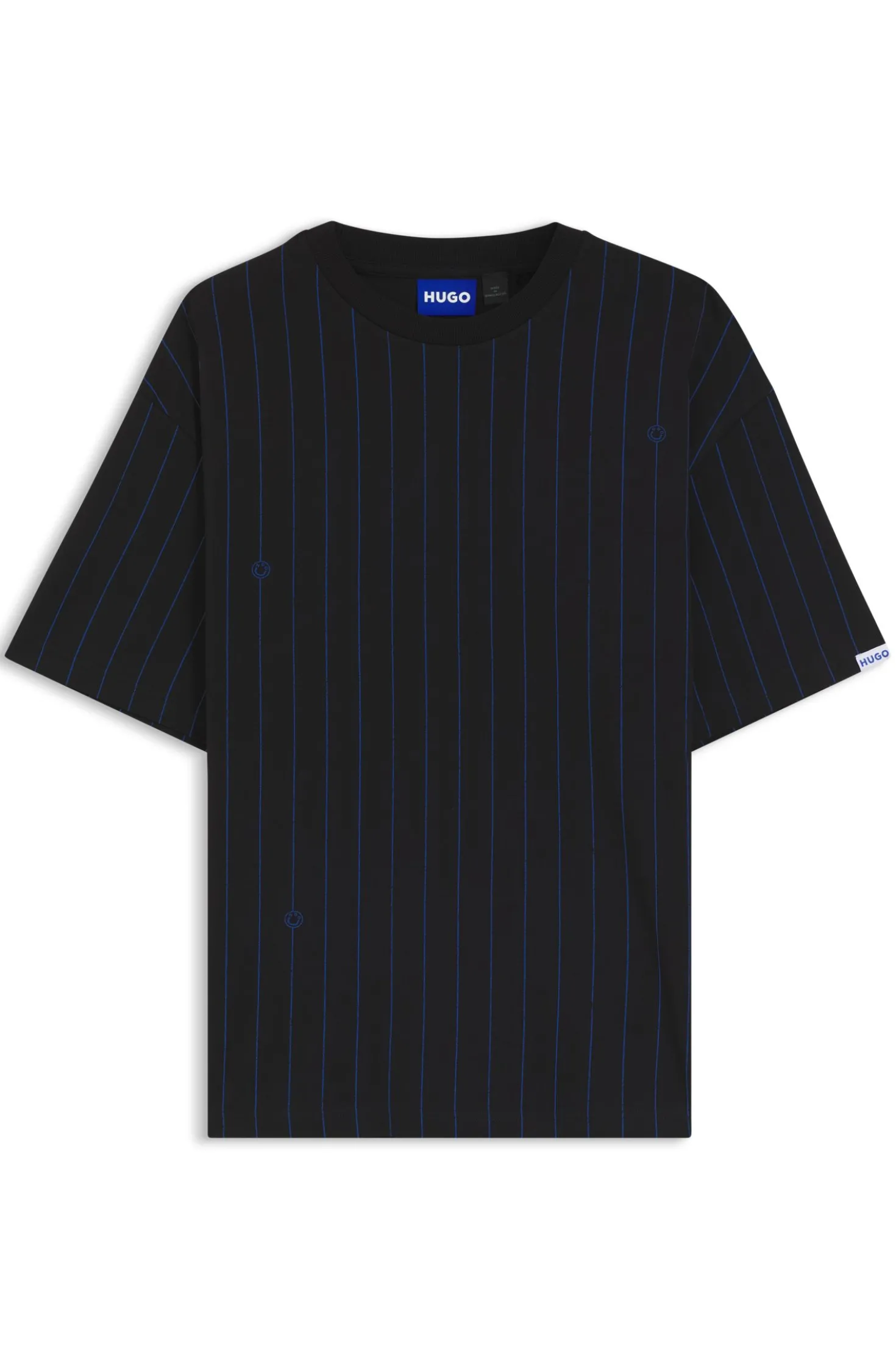Cotton-jersey T-shirt with Happy HUGO logo stripe