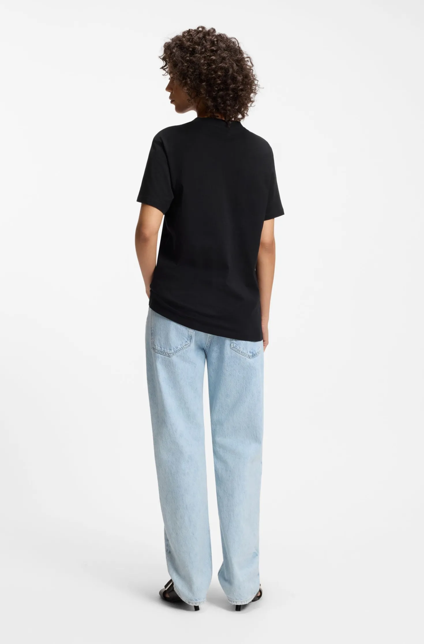 Cotton-jersey T-shirt with Happy HUGO logo