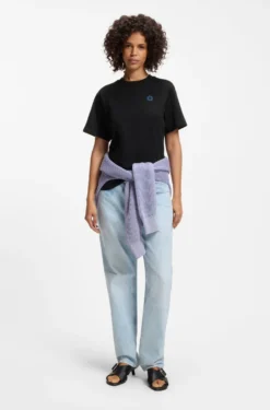 Cotton-jersey T-shirt with Happy HUGO logo