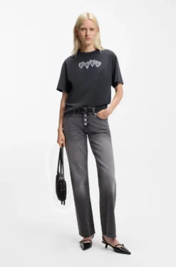 Cotton-jersey T-shirt with heart logo