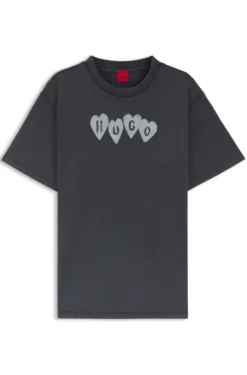 Cotton-jersey T-shirt with heart logo