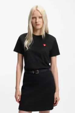 Cotton-jersey T-shirt with heart logo
