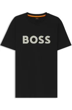 Cotton-jersey T-shirt with large logo print