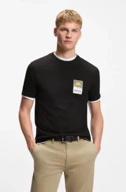 Cotton-jersey T-shirt with logo artwork