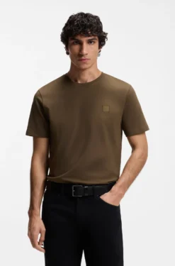 Cotton-jersey T-shirt with logo patch
