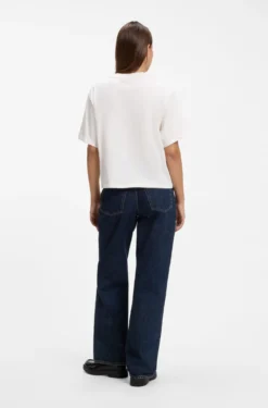Cotton-jersey T-shirt with oversized logo embroidery
