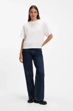 Cotton-jersey T-shirt with oversized logo embroidery