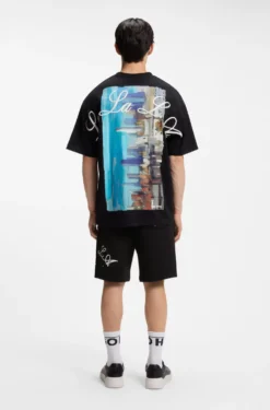 Cotton-jersey T-shirt with printed artwork
