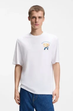 Cotton-jersey T-shirt with rear printed artwork