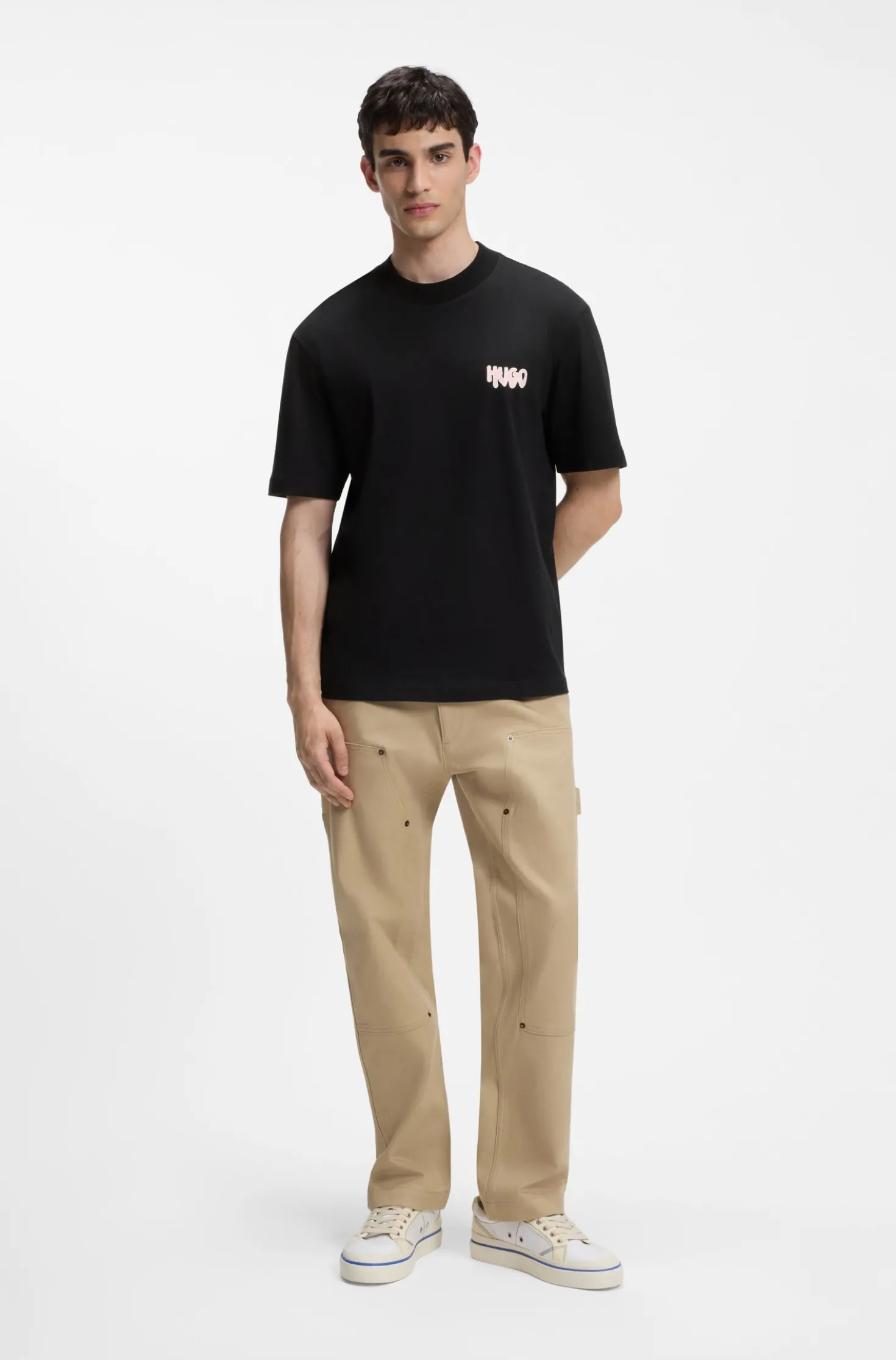 Cotton-jersey T-shirt with rear logo artwork