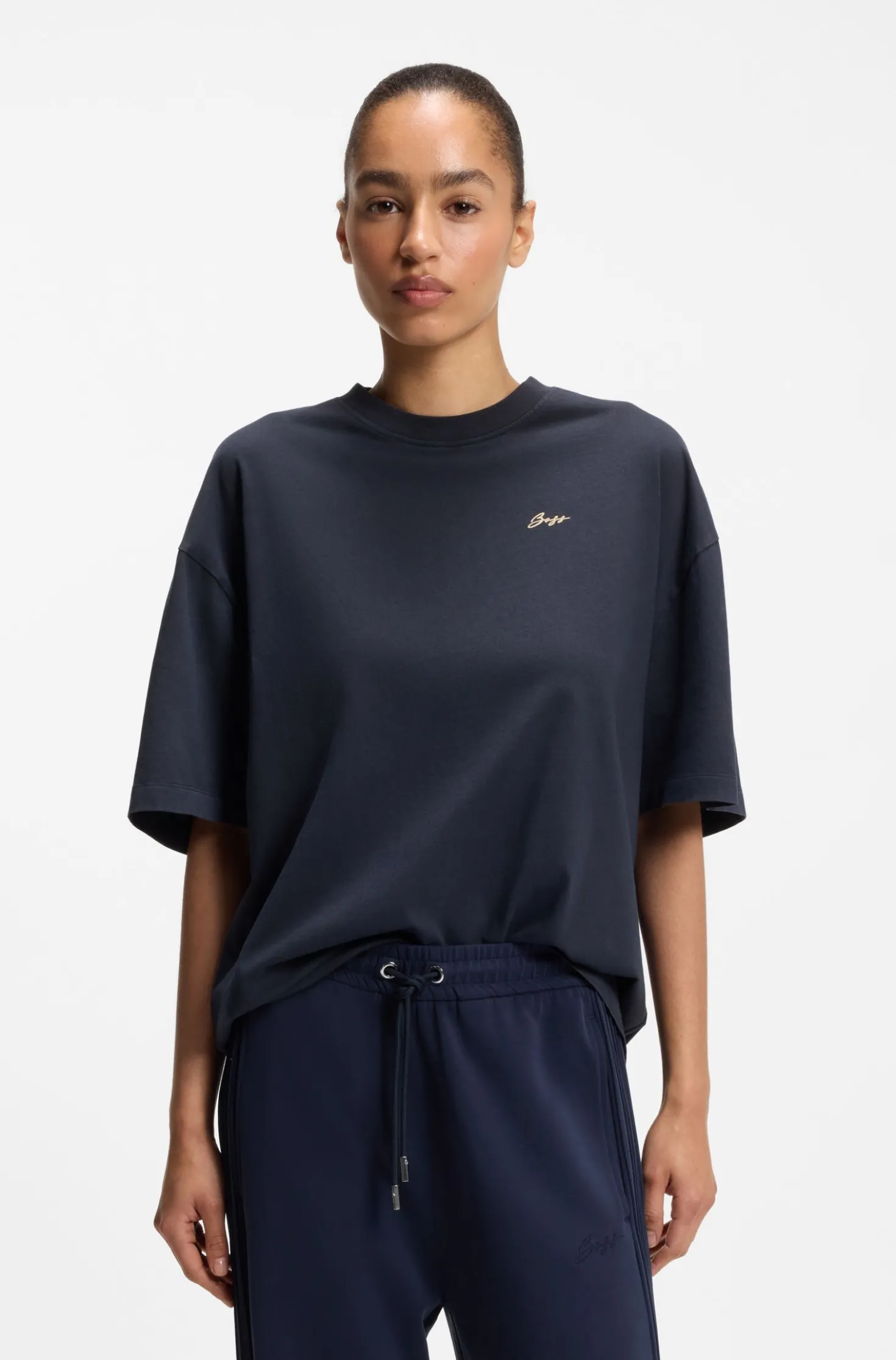 Cotton-jersey T-shirt with slogan artwork