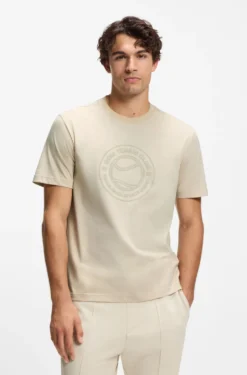 Cotton-jersey T-shirt with tennis-themed artwork
