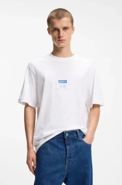 Cotton-jersey T-shirt with workwear logo label