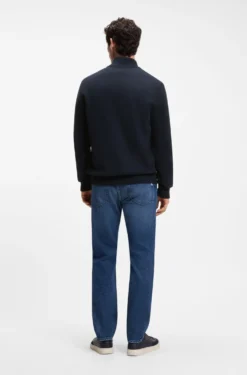 Cotton-knit hybrid jacket with bomber collar