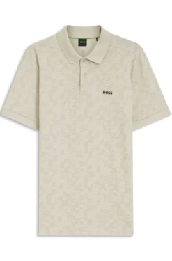 Cotton-piqué polo shirt with all-over print