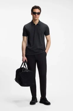 Cotton-piqué polo shirt with all-over print