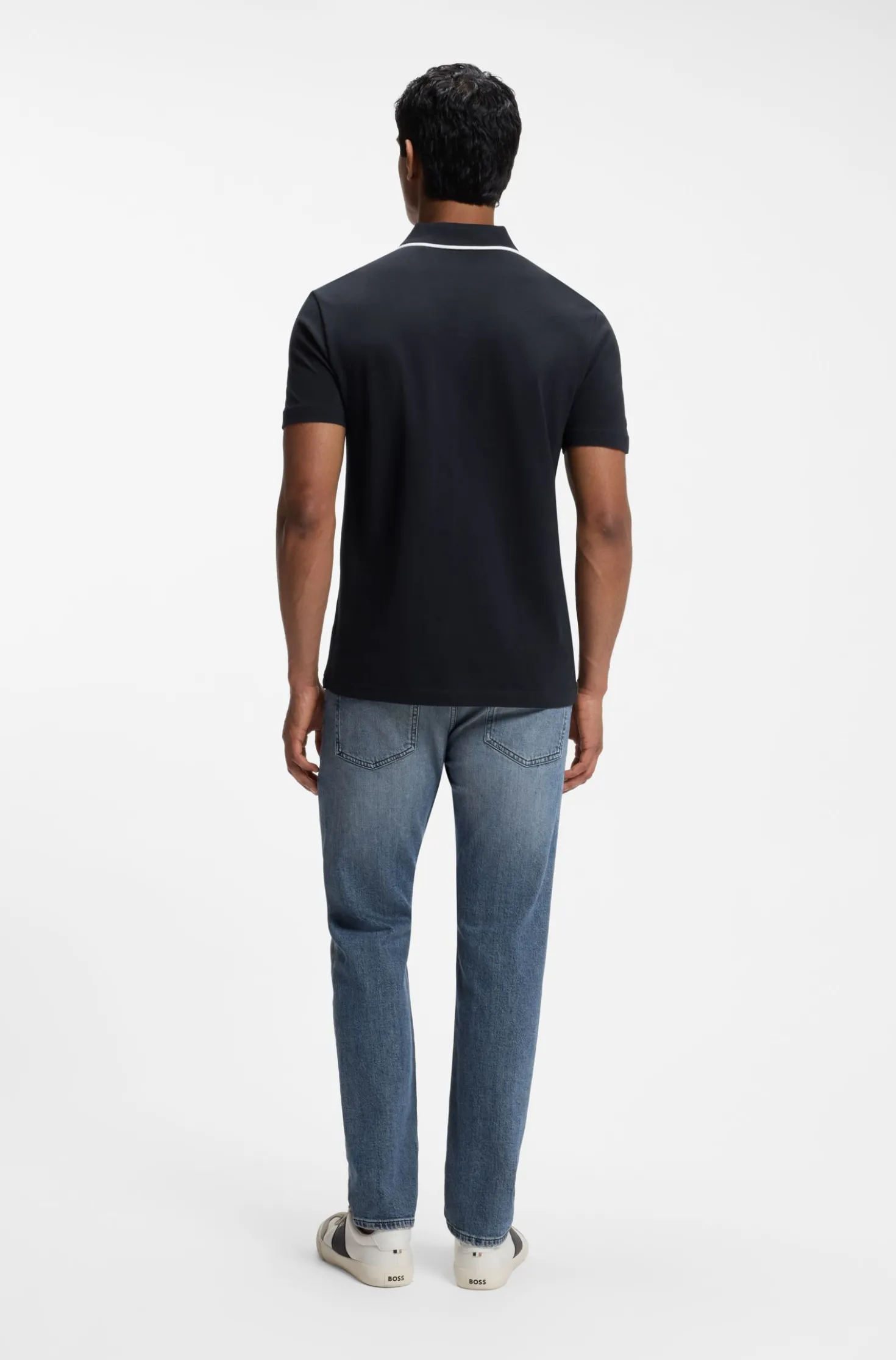 Cotton-piqué polo shirt with contrast collar stripe