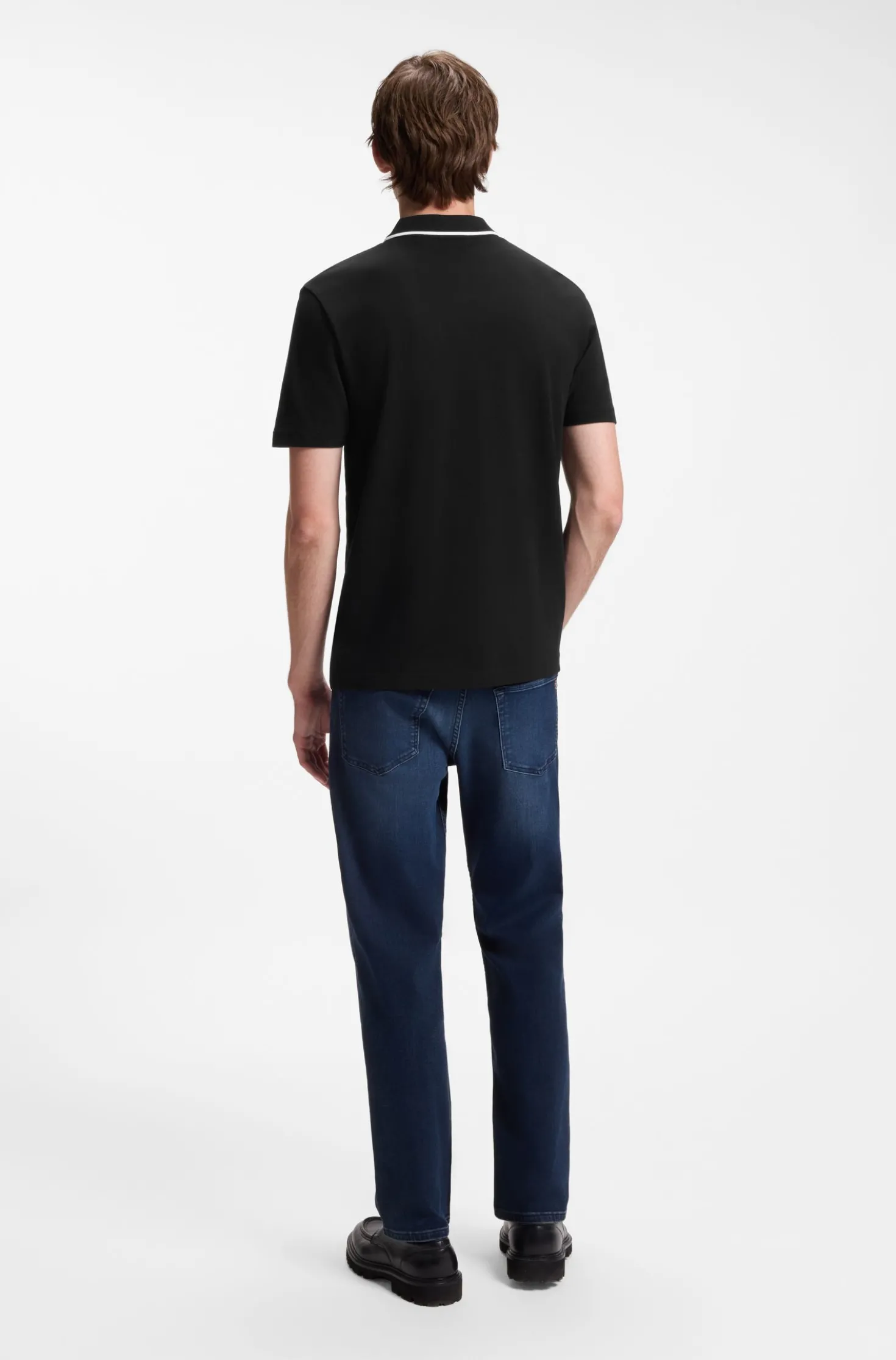 Cotton-piqué polo shirt with contrast collar stripe