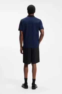 Cotton-piqué polo shirt with horizontal stripe