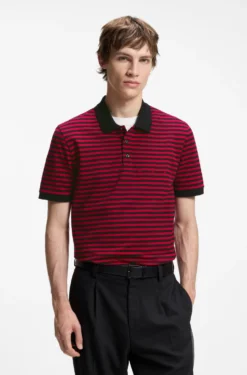 Cotton-piqué polo shirt with horizontal stripe