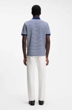 Cotton-piqué polo shirt with horizontal stripe
