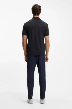 Cotton-piqué polo shirt with printed pattern