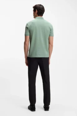 Cotton-piqué polo shirt with printed pattern